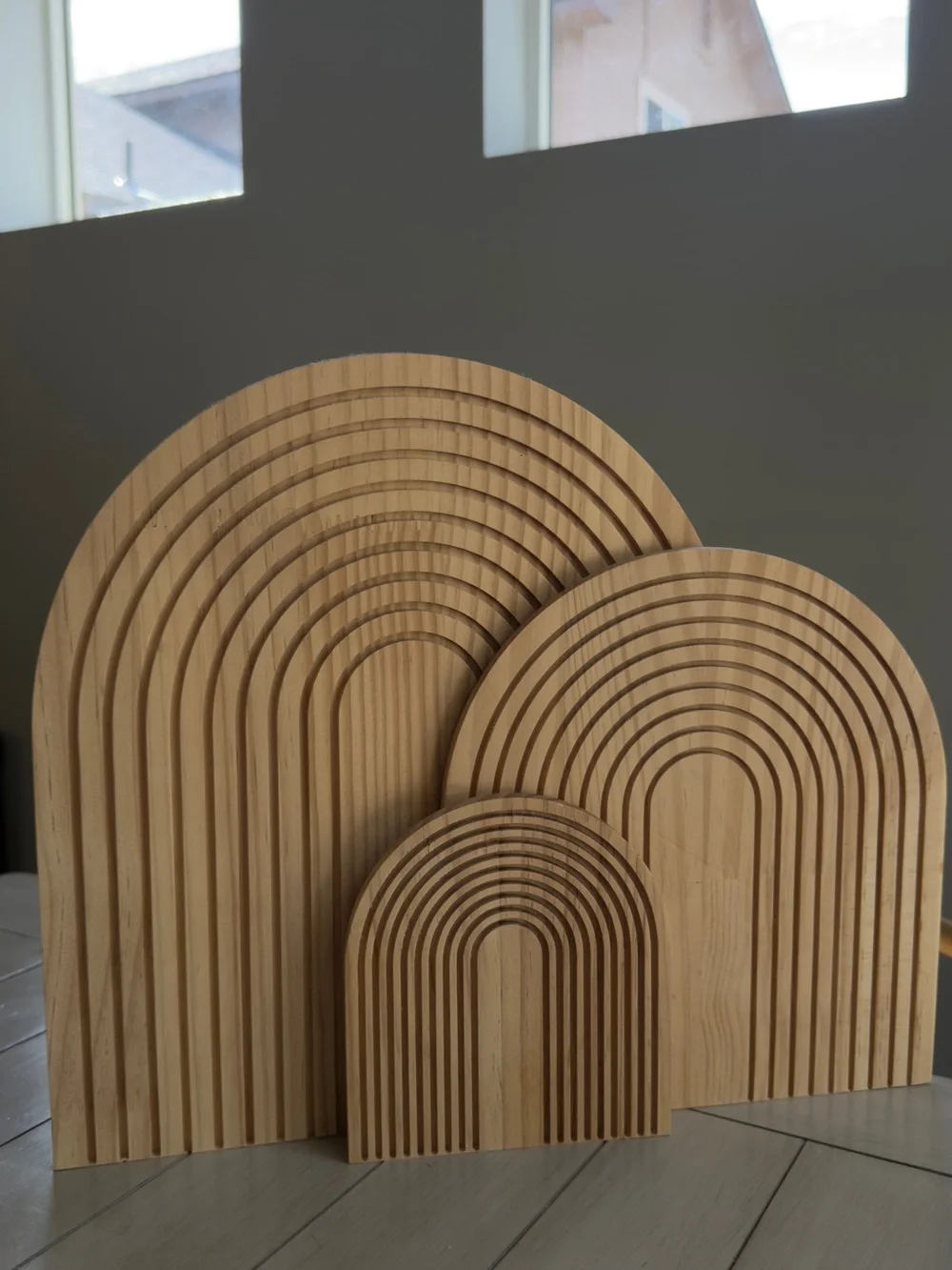 Natural Wood Arch Wall Decor Trio - Neutral Wood Accent